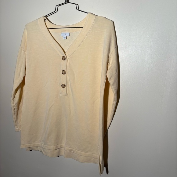 J. Jill Light Yellow Buttoned Sweatshirt Top - Picture 4 of 8